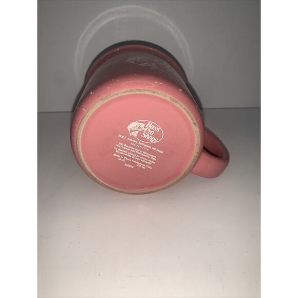 BASS PRO SHOPS Pink Ceramic Speckled 16oz. Coffee Mug Soup Cup Heavy Ceramic - Picture 5 of 5